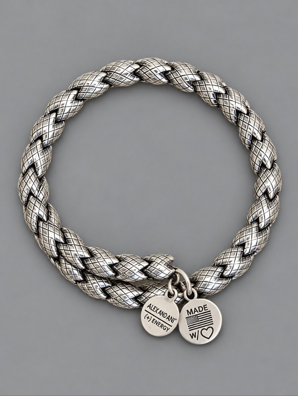ALEX and ANI Silver Vintage 66 Braided Wrap Bracelet